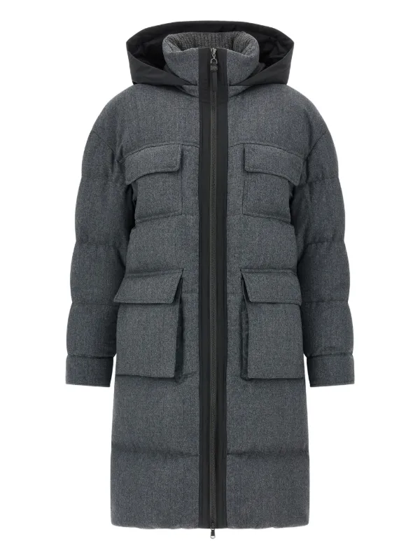 Brunello Cucinelli Wool Down Quilted Coat Grey FARFETCH PH