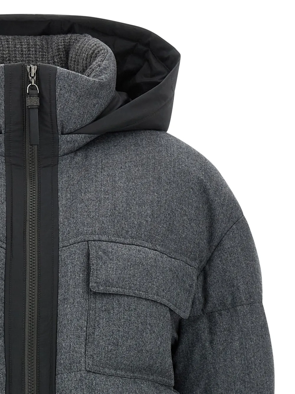 Brunello Cucinelli Wool Down Quilted Coat In Gray