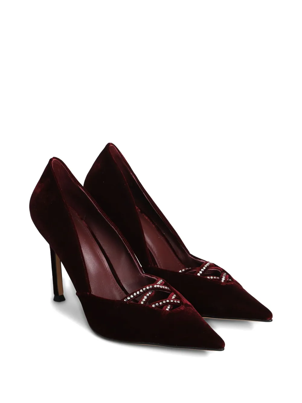 Lola Cruz 95 mm Daurel pumps met puntige neus en verfraaid met kristallen Rood