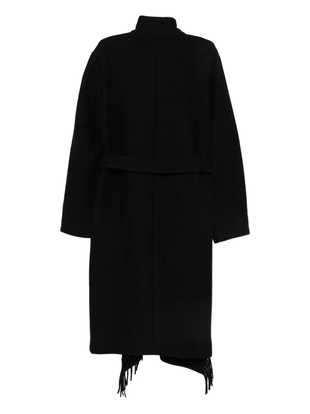 Iro Fringed Belted Coat In Black
