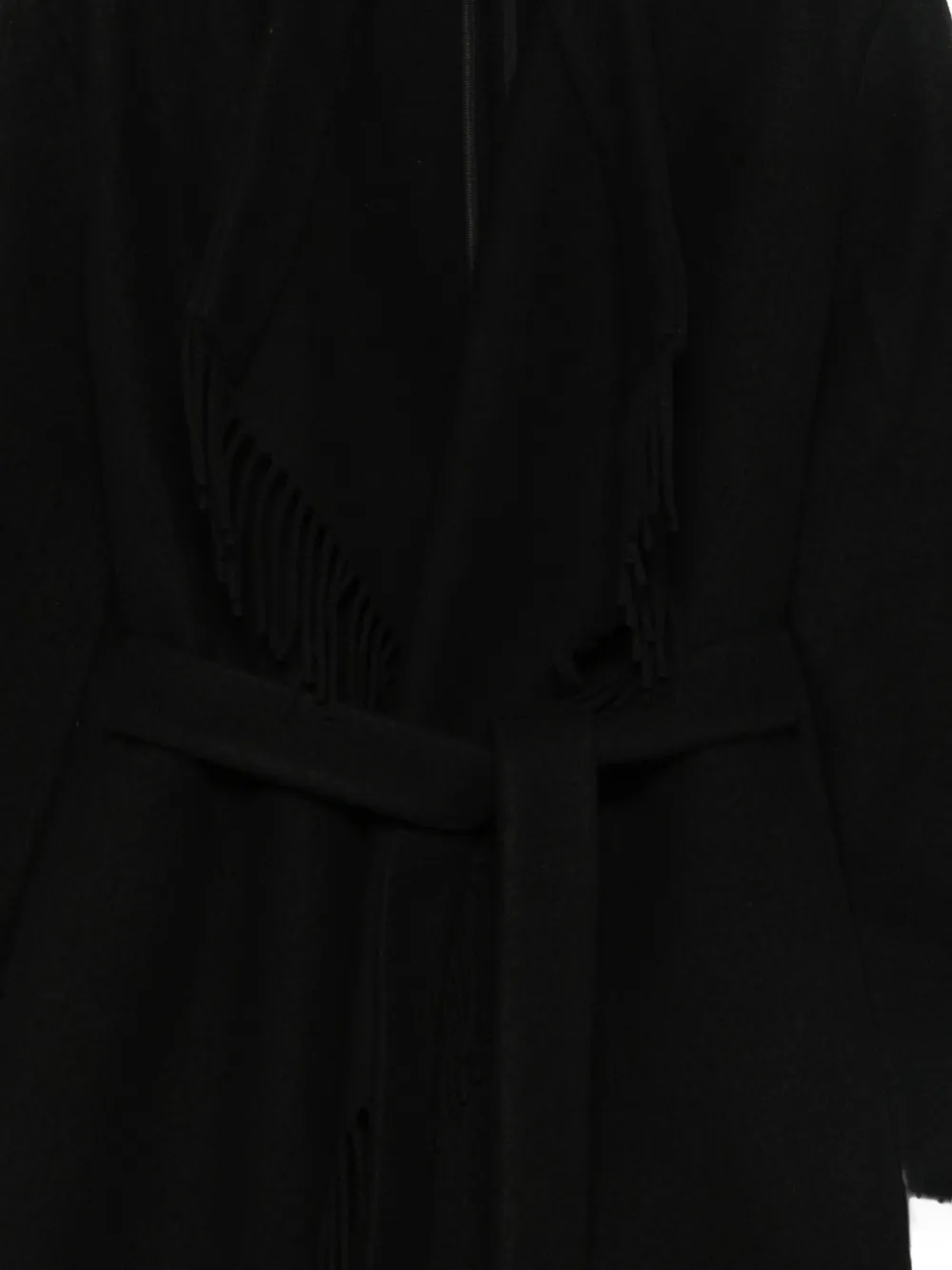 Iro Fringed Belted Coat In Black