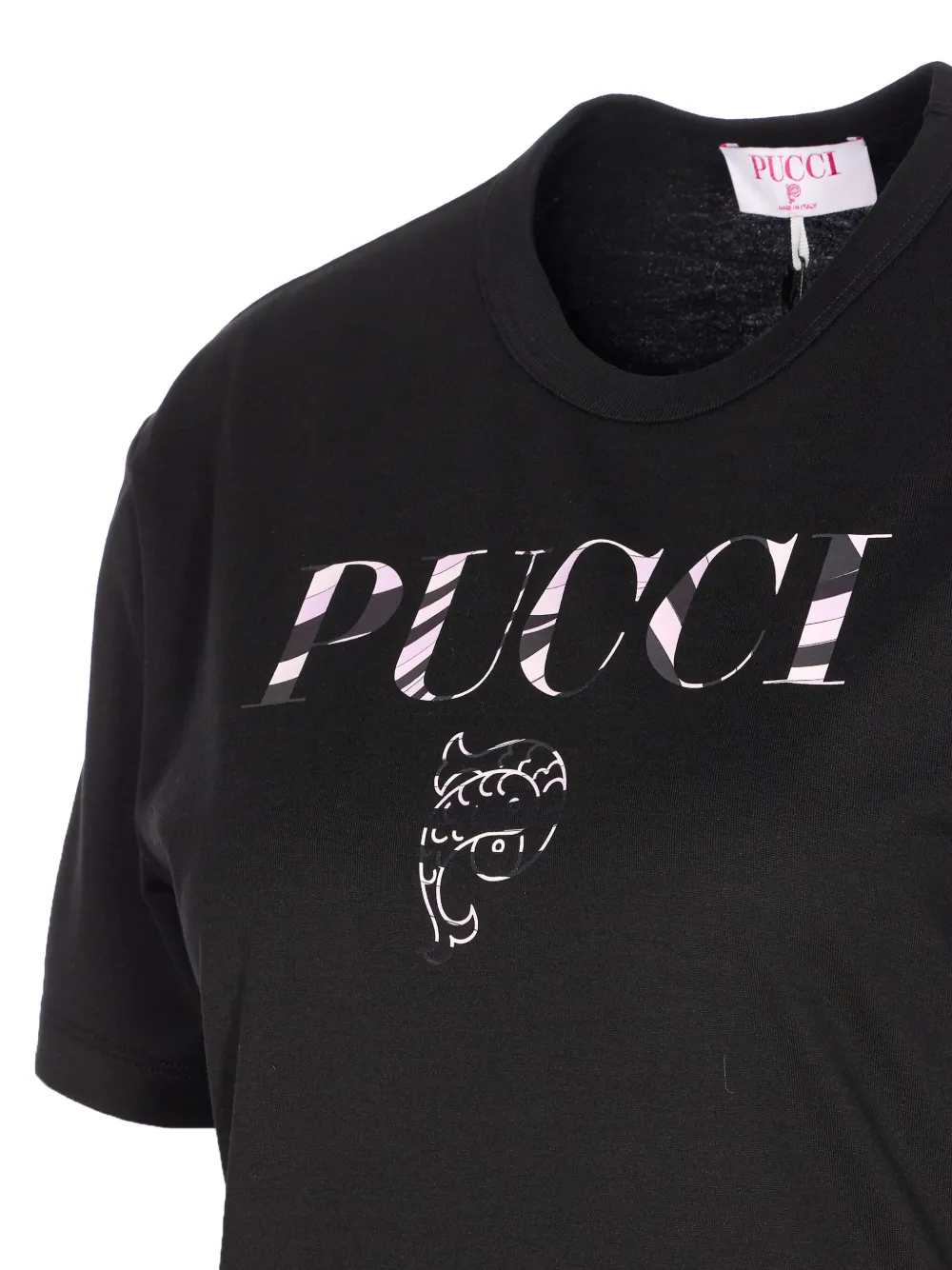 Pucci Crewneck Short Sleeve T-shirt With Regular Fit In Black