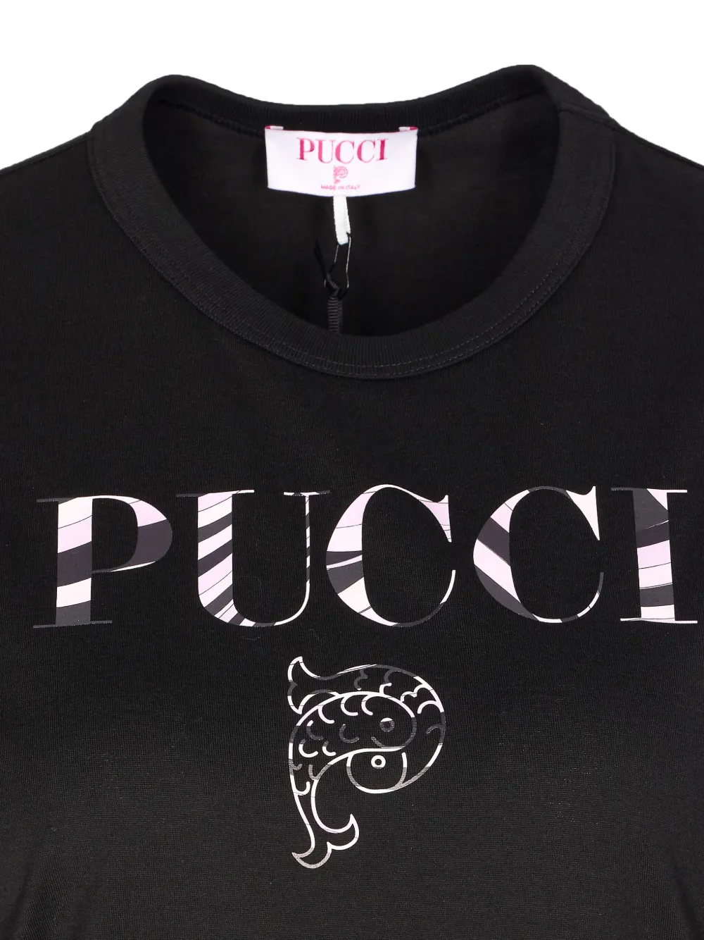 Pucci Crewneck Short Sleeve T-shirt With Regular Fit In Black