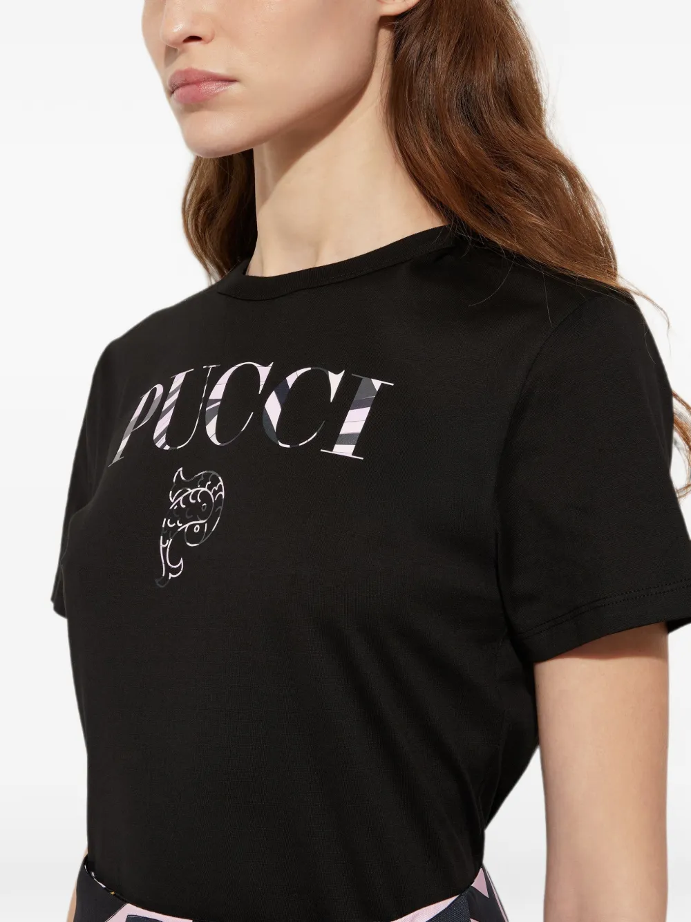 PUCCI T-shirt met logo Zwart