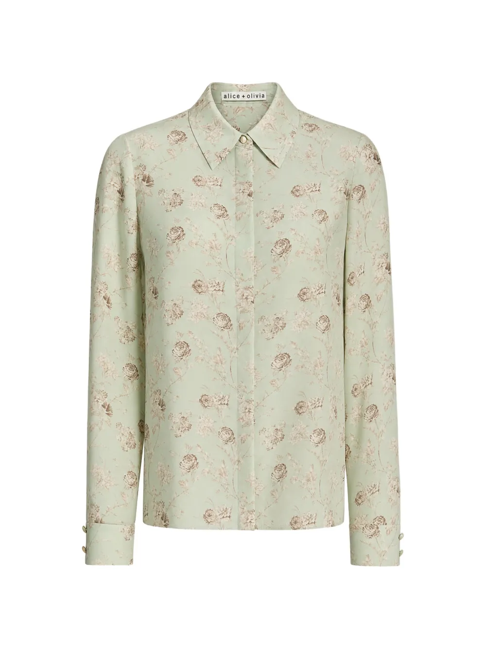 alice + olivia floral-print silk-blend blouse - Verde