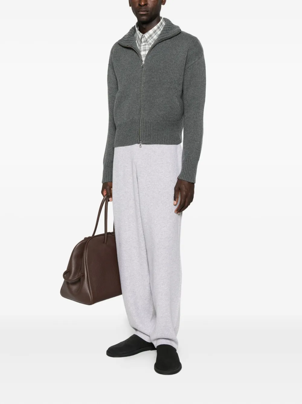 Extreme Cashmere Cashmere Zipped Cardigan In Gray