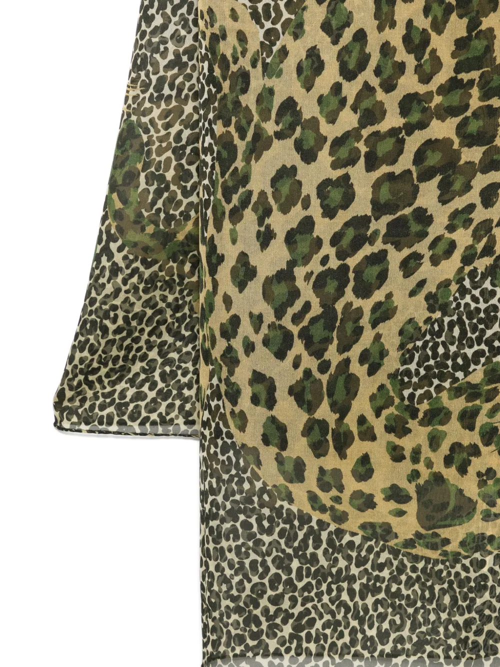 Saint Laurent Sjaal met luipaardprint Groen
