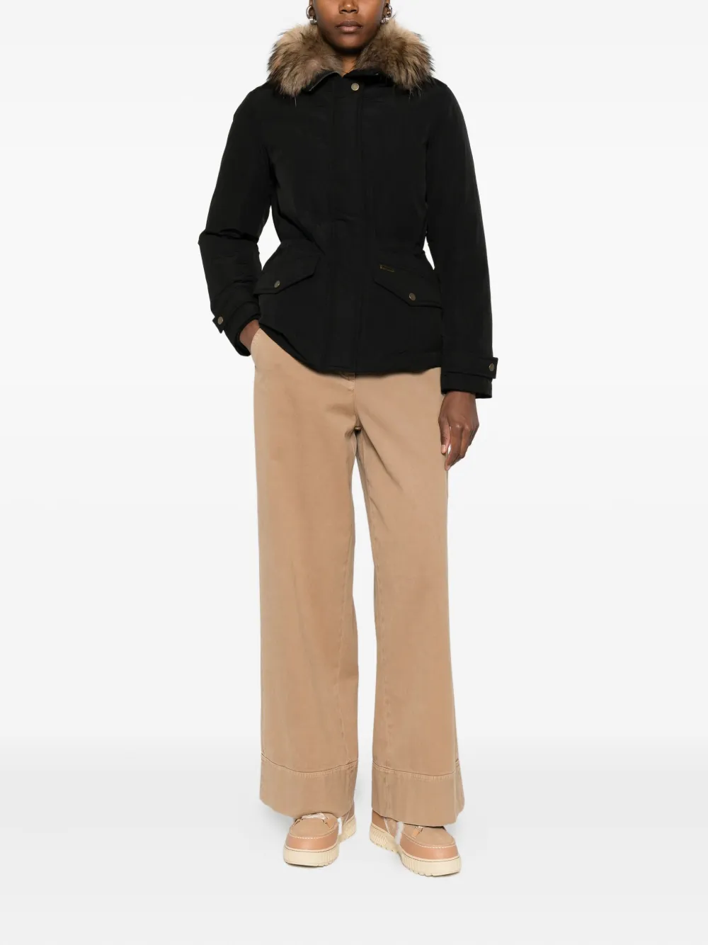 Woolrich faux fur-collar coat | Single Breasted Coats | Image 2