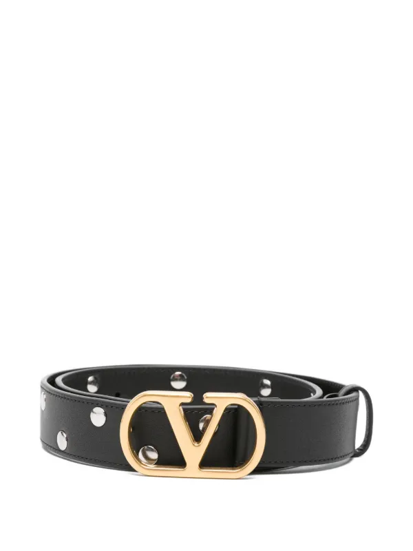 Valentino Garavani Vロゴ シグネチャー レザーベルト | ブラック