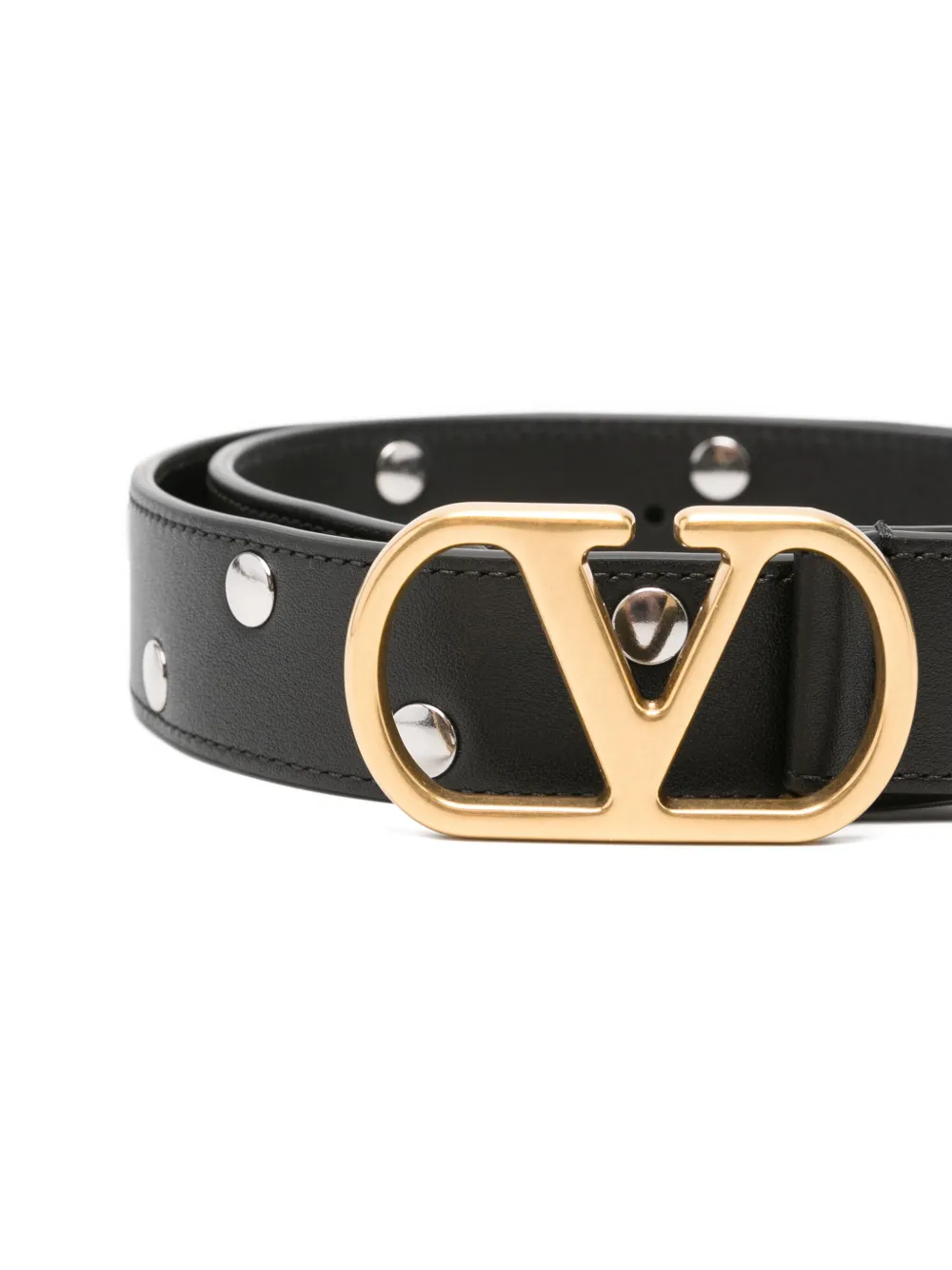 Valentino Chic Studded Belt Gold-tone Buckle In Black