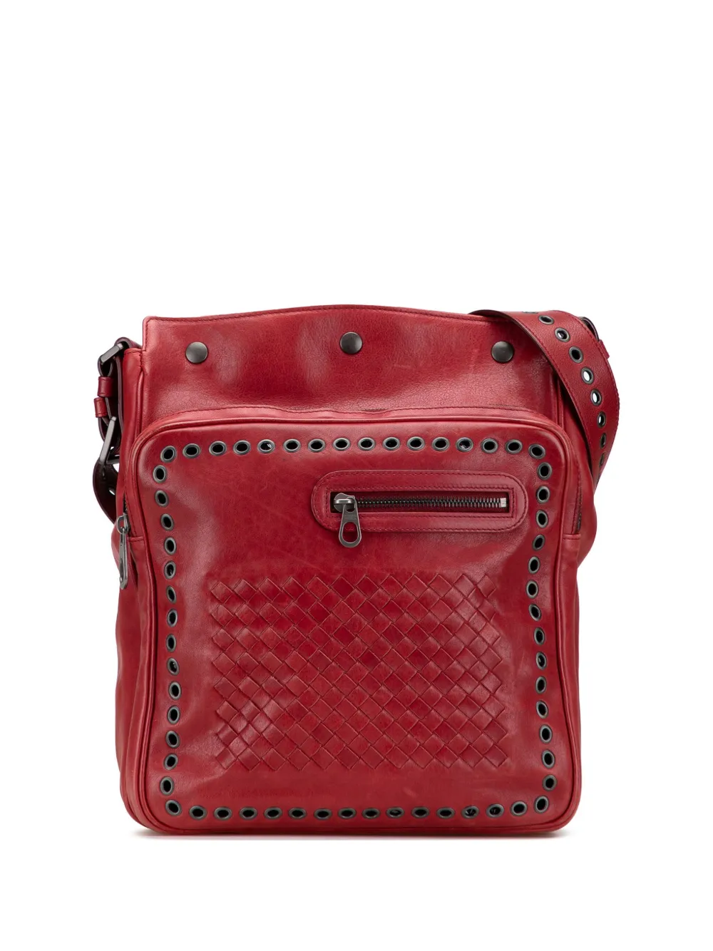 Bottega Veneta Pre-Owned 2009 Nappa Intrecciato Grommet crossbody bag | Red | Image 1