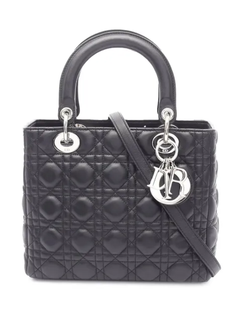 Christian Dior Pre-Owned bolsa satchel Cannage Lady Dior mediana de piel de cordero 2012