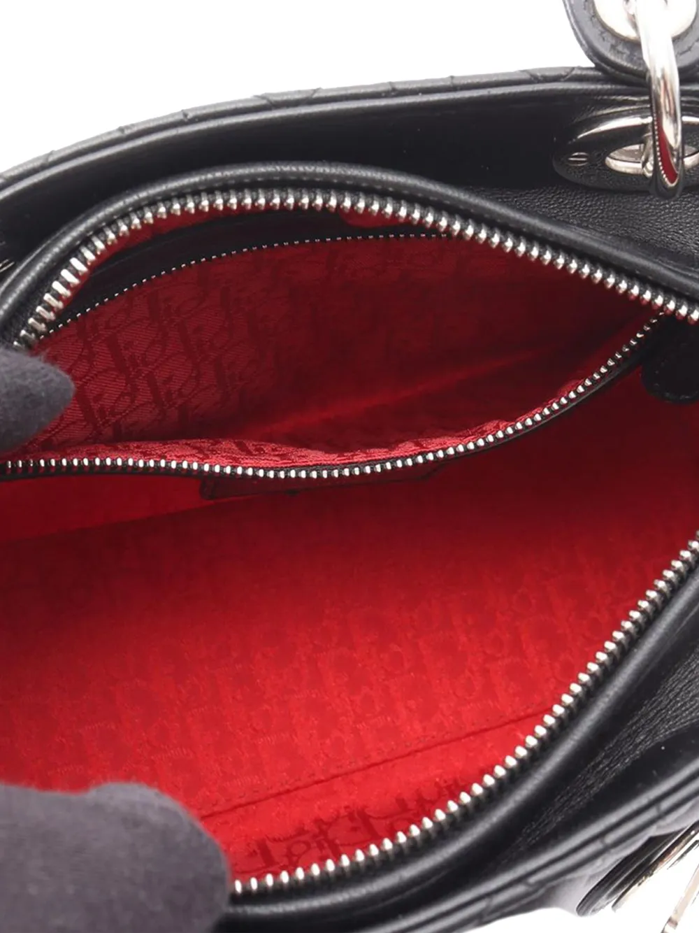 DIOR Pre-owned 2012 Medium Lambskin Cannage Lady Satchel In Black