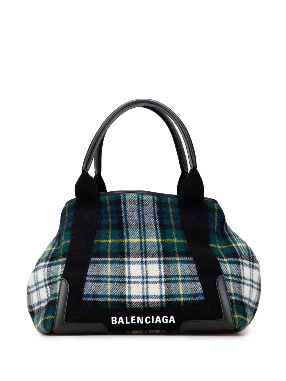 Balenciaga Pre-Owned 2006 チェック ウール ネイビーカバ S ハンドバッグ - グリーン Balenciaga Pre-Owned 2006 チェック ウール ネイビーカバ S ハンドバッグ - グリーン