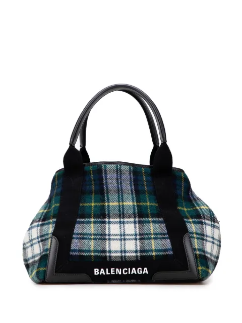 Balenciaga Pre-Owned 2006 Plaid Wool Navy Cabas S tote bag
