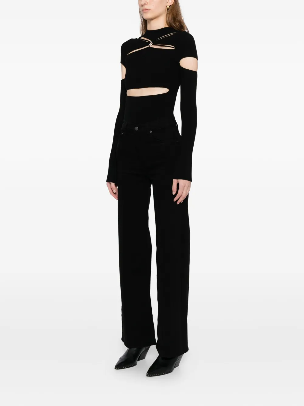 Citizen Of Humanity Lyra Long Wide Leg Jeans In Black