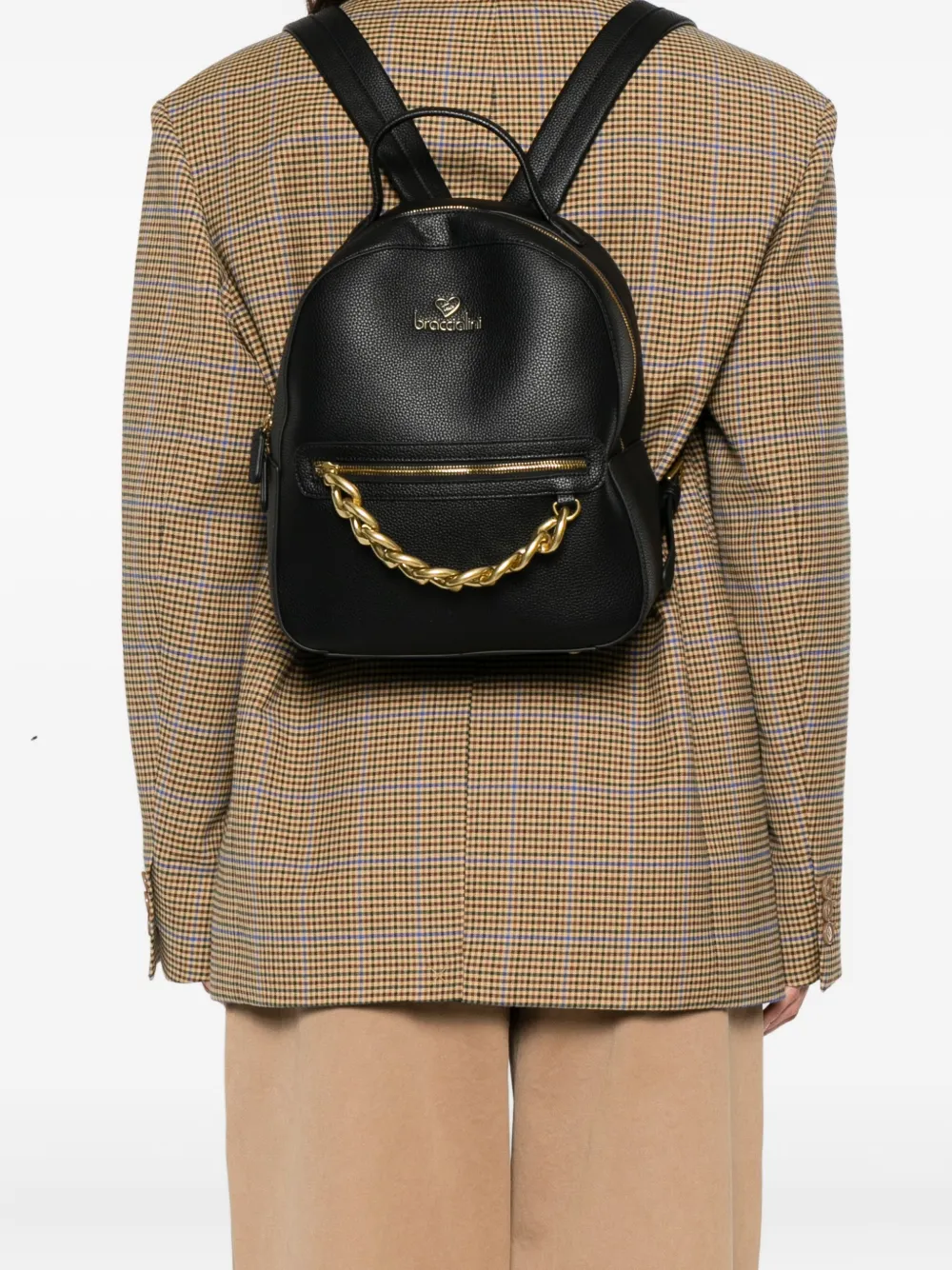 Braccialini chain-detail leather backpack - Zwart