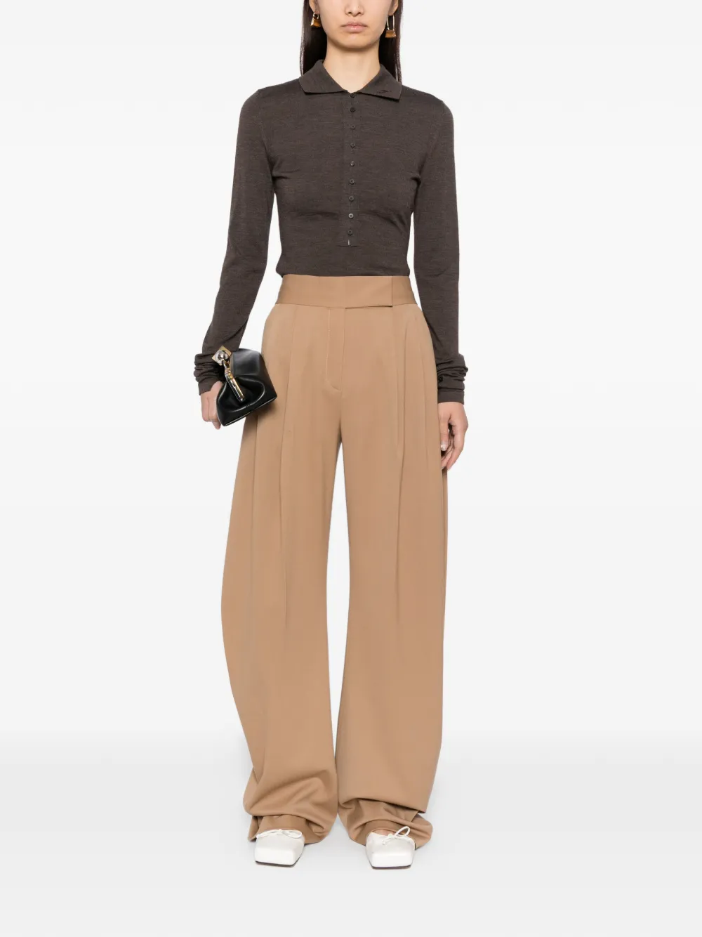 Jacquemus long-sleeve polo shirt - Bruin