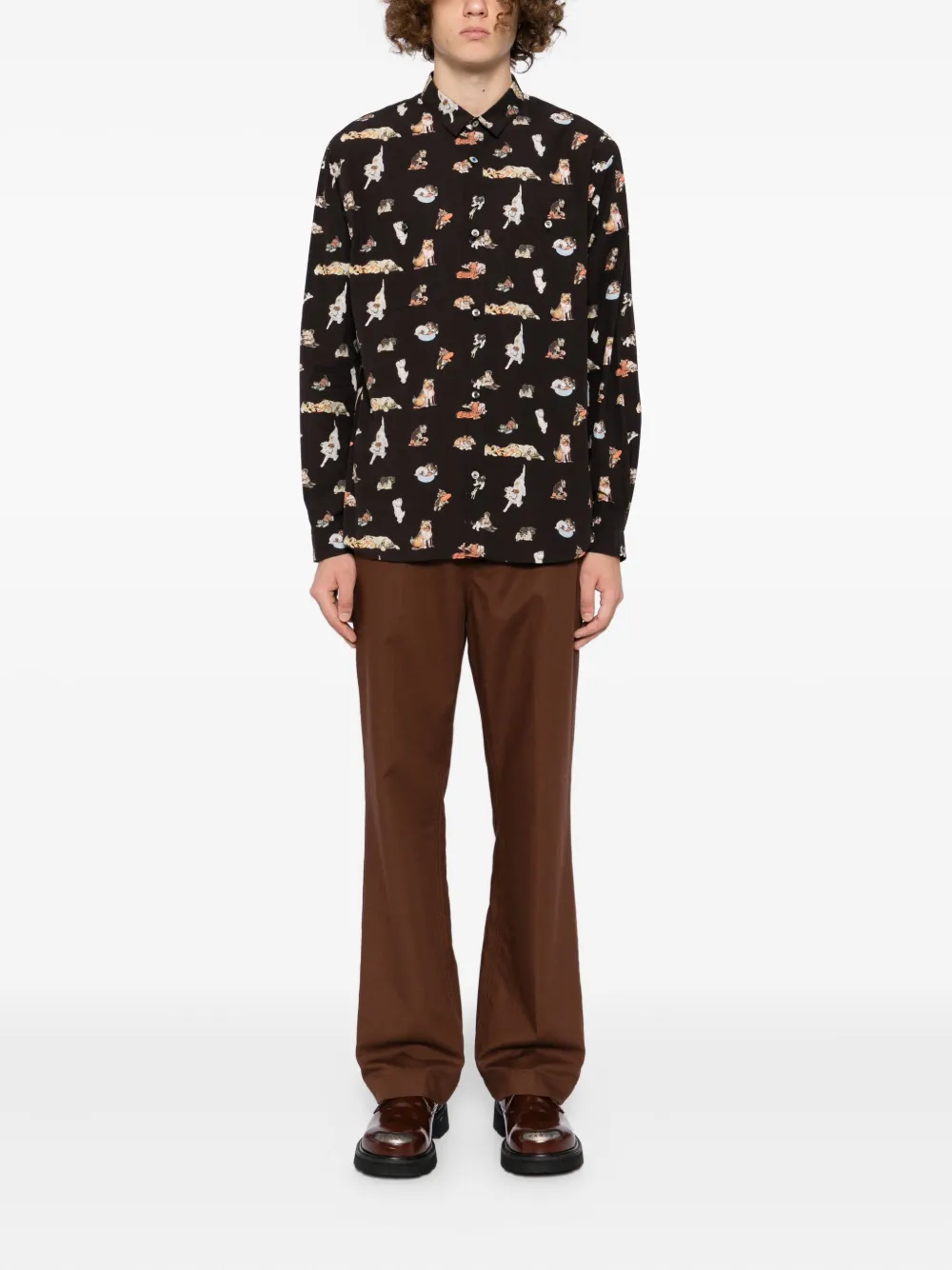 Undercover Overhemd met grafische print - Bruin