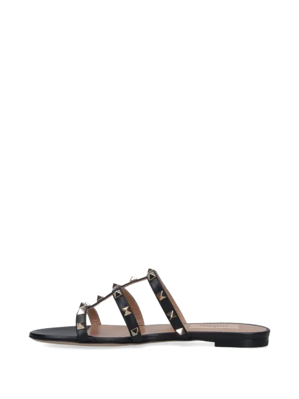 Valentino Garavani ロックスタッズ フラットサンダル | ブラック