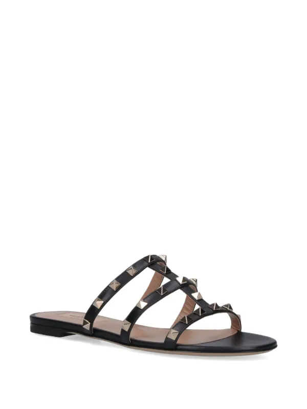 Valentino Garavani ロックスタッズ フラットサンダル | ブラック