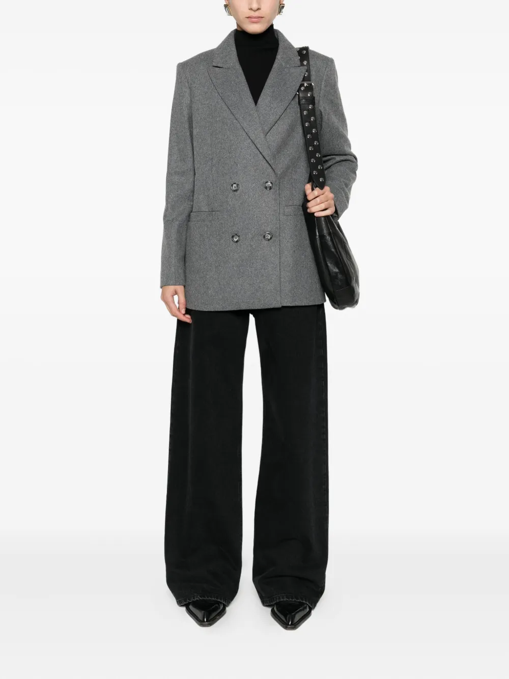 Apc Double-breasted Blazer In Gray