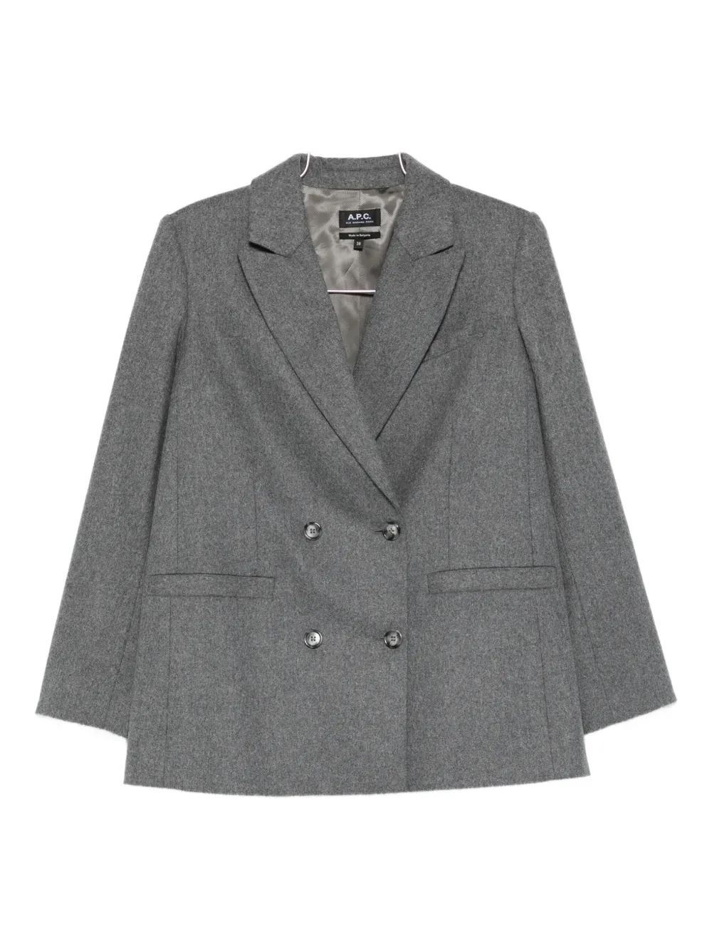 Apc Double-breasted Blazer In Gray