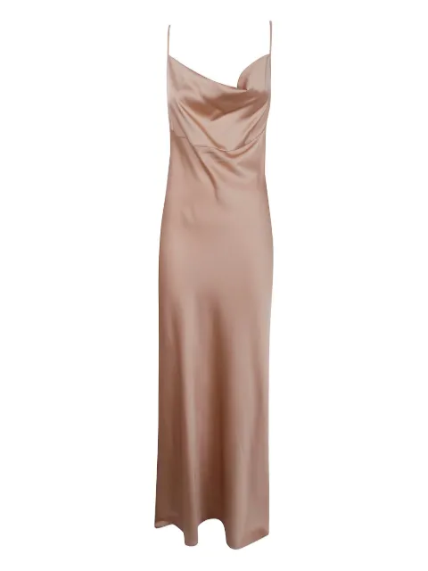 D.Exterior spaghetti strap cowl neck dress