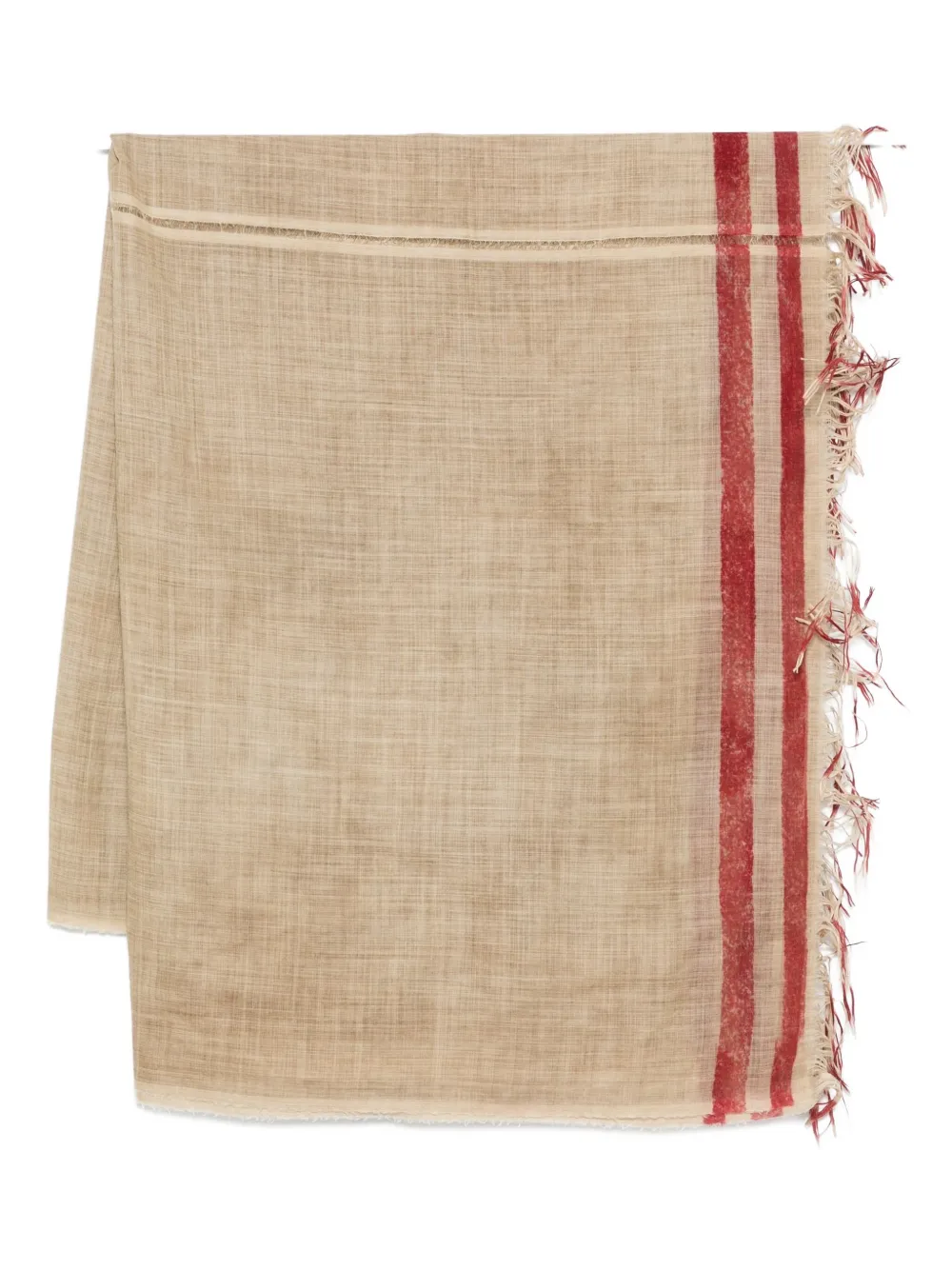 Uma Wang striped fringed-edge scarf - ニュートラル Uma Wang striped fringed-edge scarf - ニュートラル