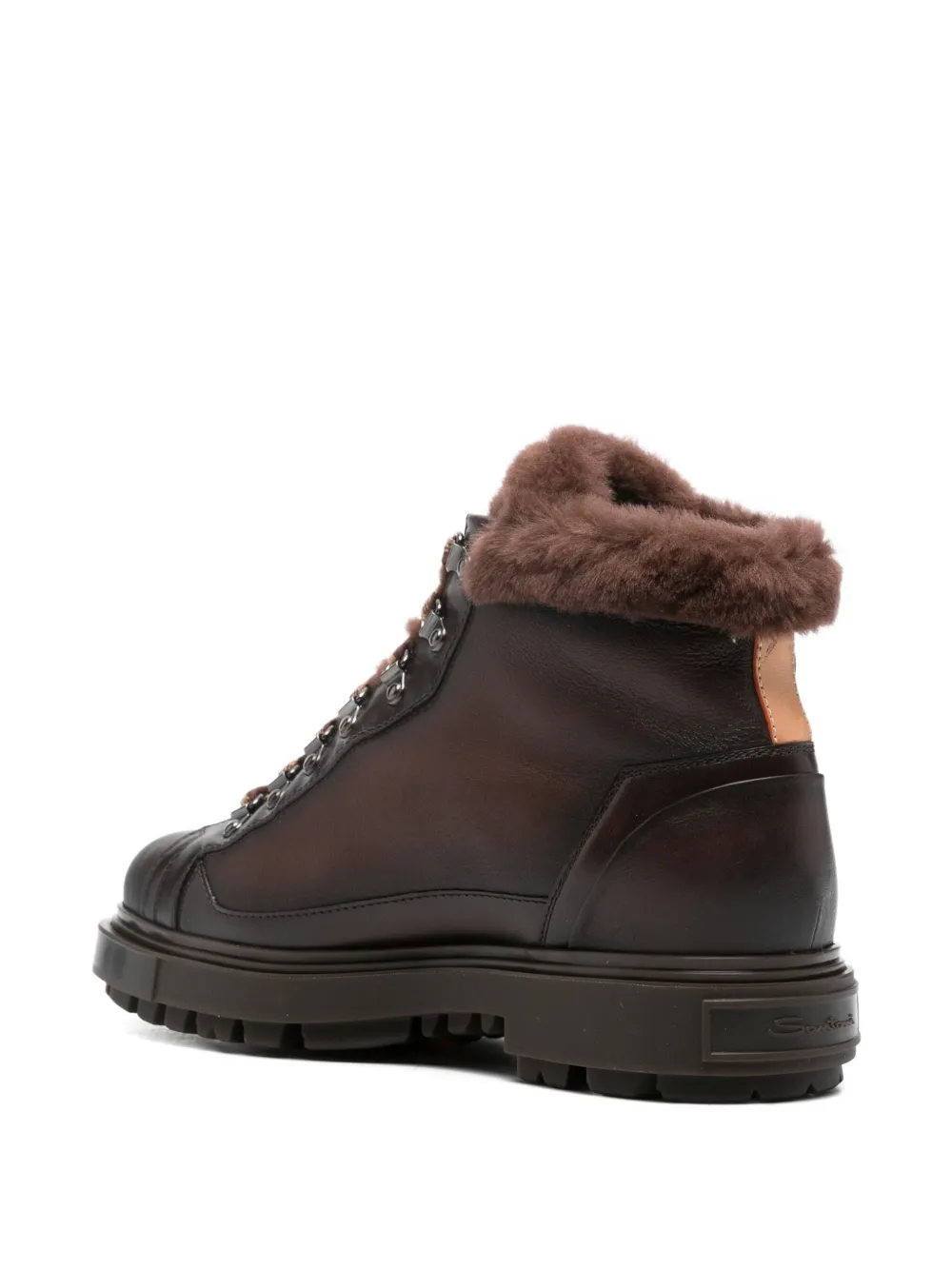 Santoni Desert boots met afwerking van bont Bruin