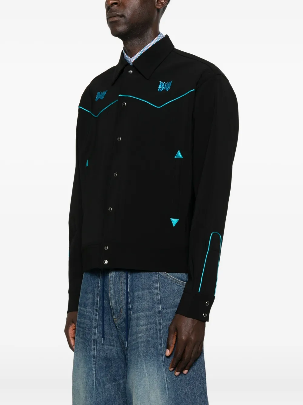 Needles Butterfly-appliqué Jacket In Black