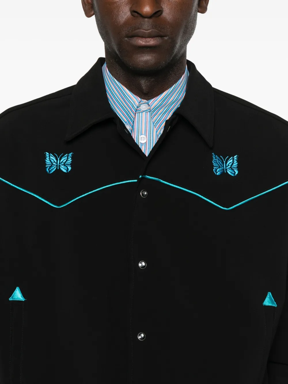 Needles Butterfly-appliqué Jacket In Black