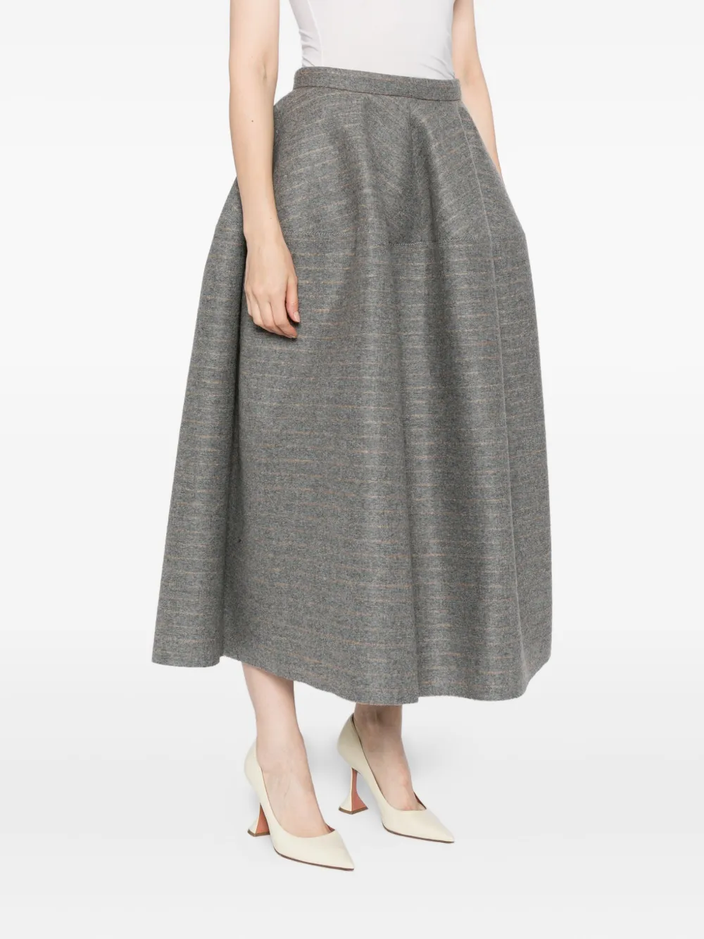 Erdem Striped Skirt In Gray