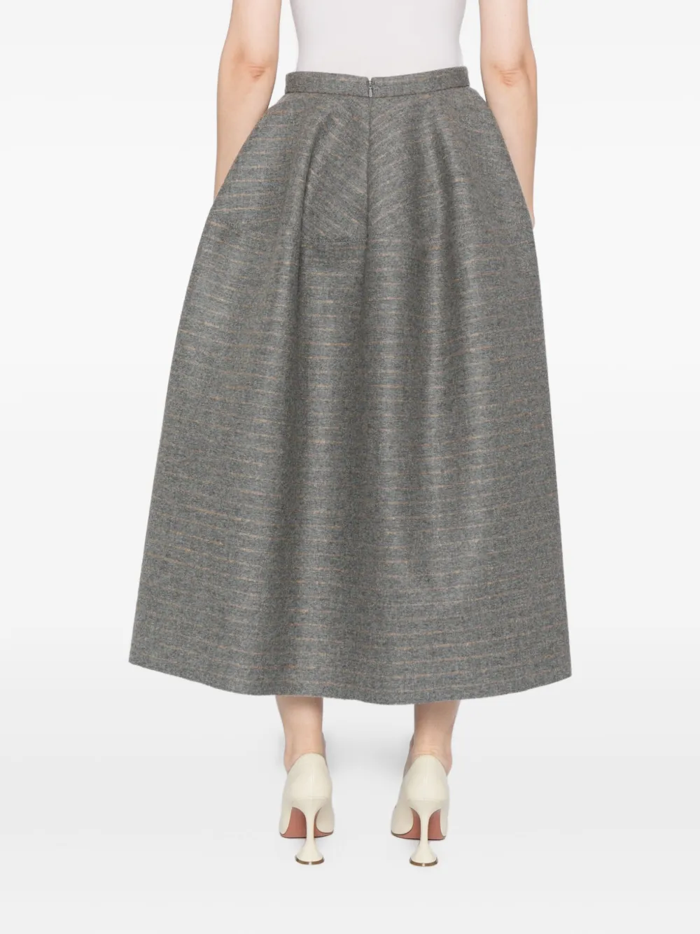 Erdem Striped Skirt In Gray