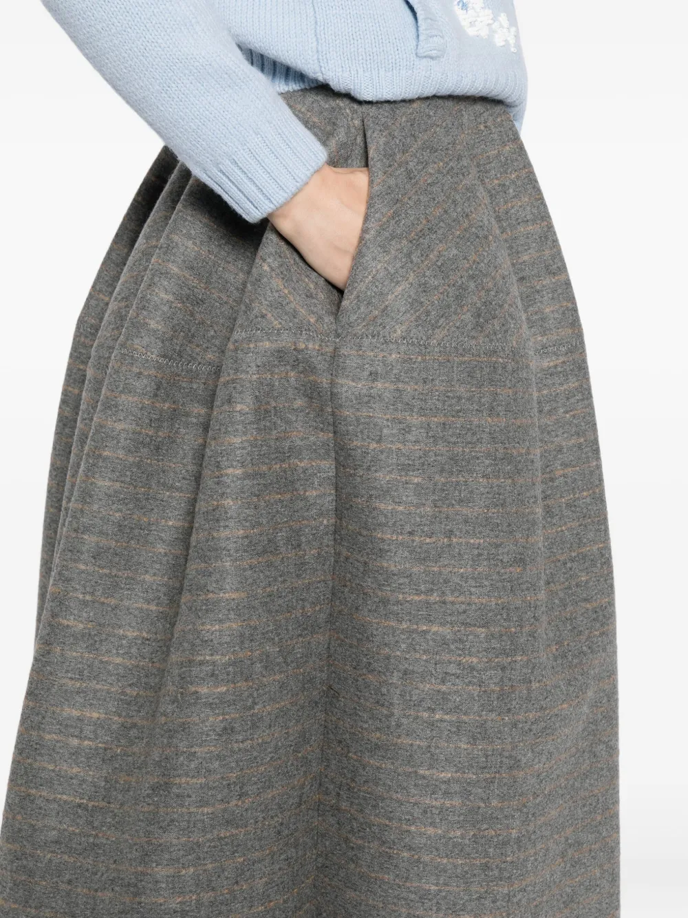 Erdem Striped Skirt In Gray