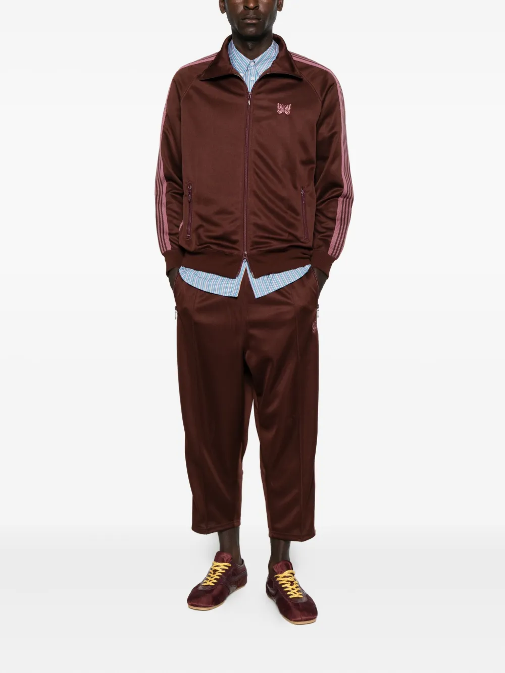 Needles side-stripe logo-detail pants - Rood