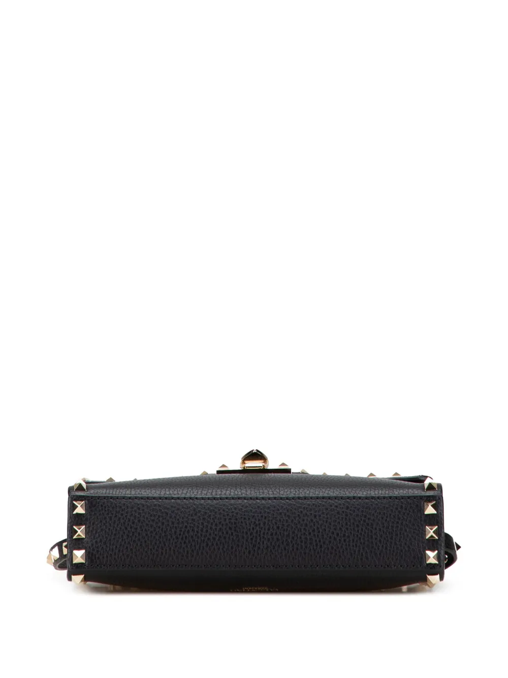 Pre-owned Valentino Garavani 2000-2017 Medium Pebbled Calfskin Rockstud Flip Lock Crossbody Bag In Black