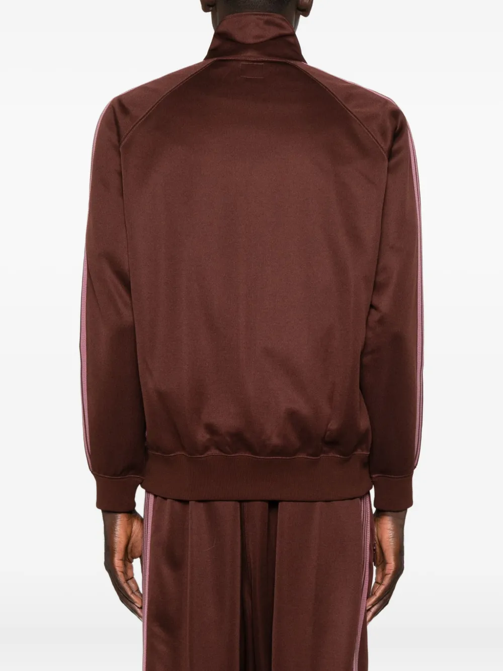 Needles Logo-embroidered Striped Tech-jersey Track Jacket In Burgundy