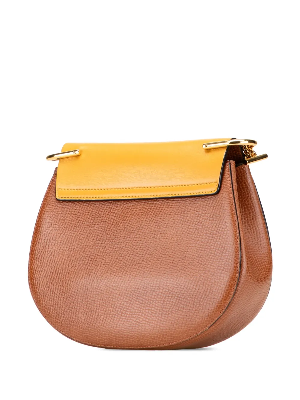 Pre-owned Chloé 2017 Small Bicolor Smooth And Grained Calfskin Drew Crossbody Bag In Yellow