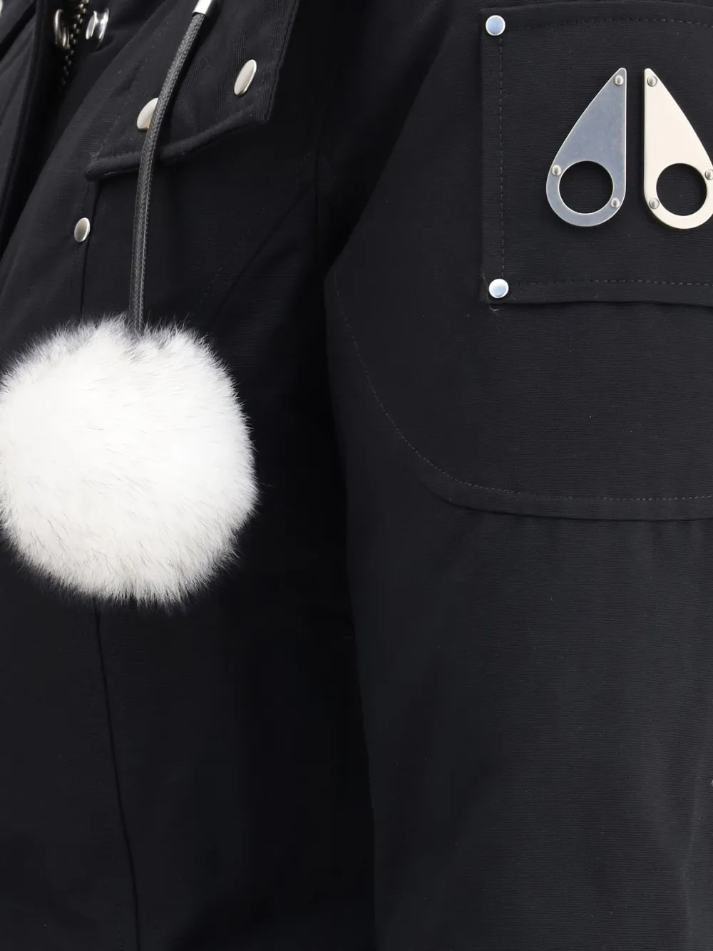 Moose Knuckles Stirling Pompom Hooded Parka In Black