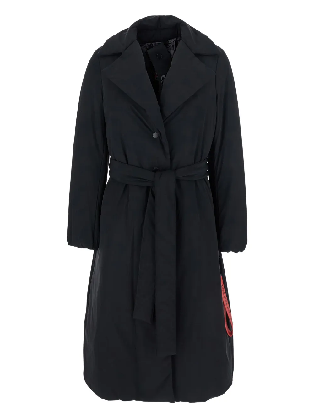 After Label Wide-lapel Belted Coat In Black