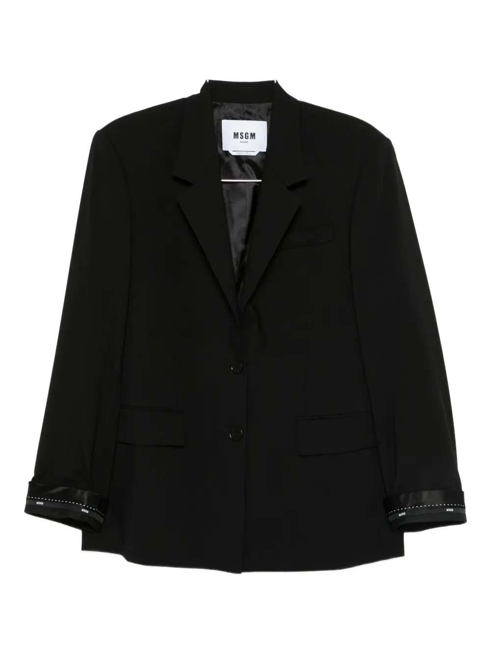 Msgm Buttoned Embellished-cuff Jacket In Black