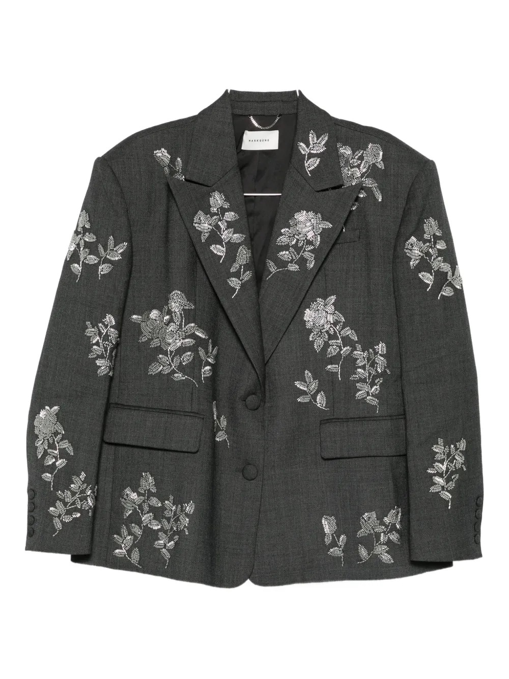 MARKGONG floral-embellished button jacket | Grey | Image 1