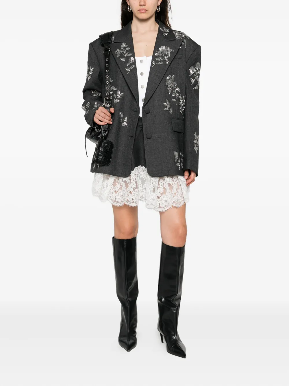 MARKGONG floral-embellished button jacket | Blazers | Image 2