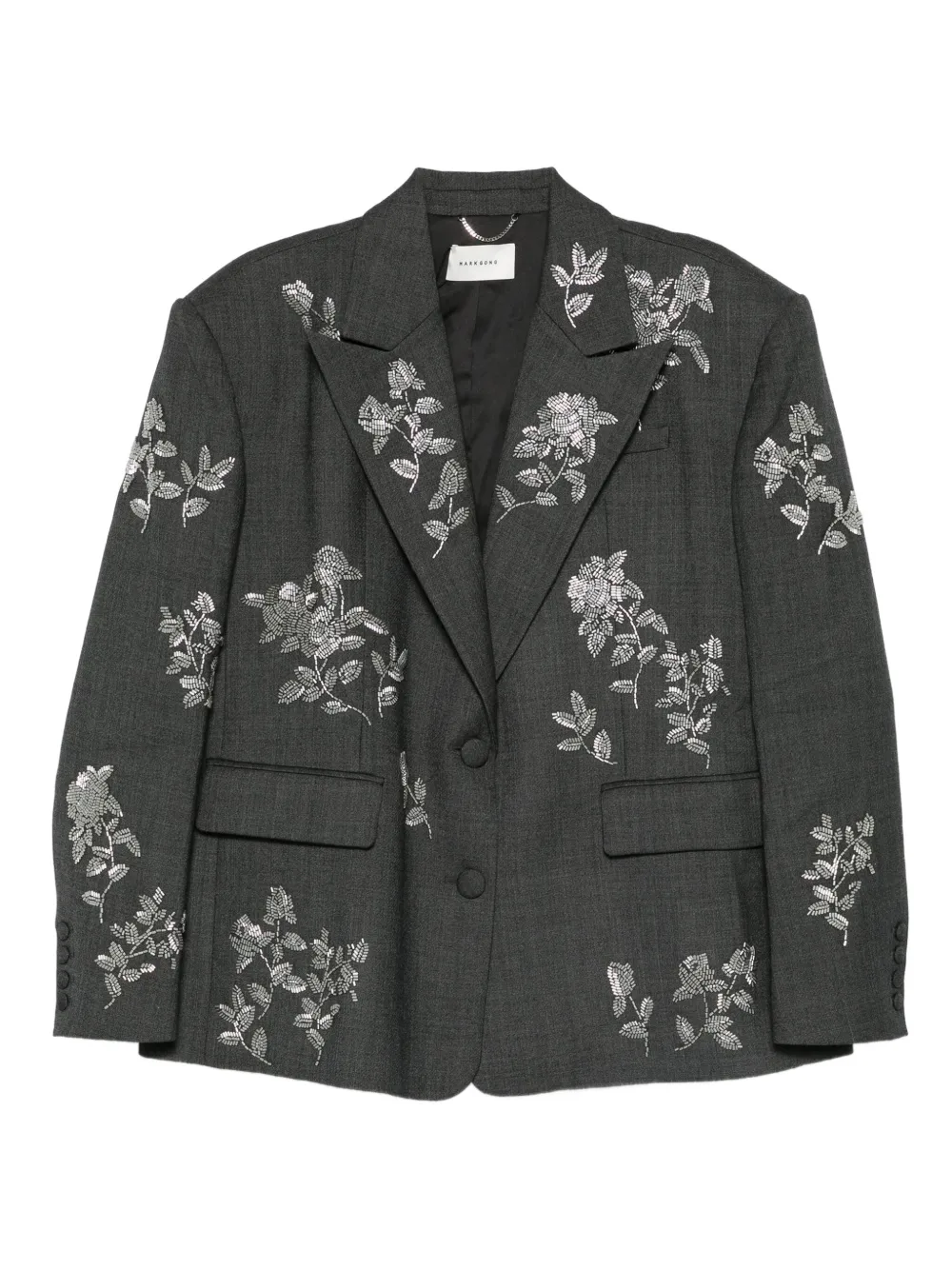 MARKGONG floral-embellished button jacket | Grey | Image 1