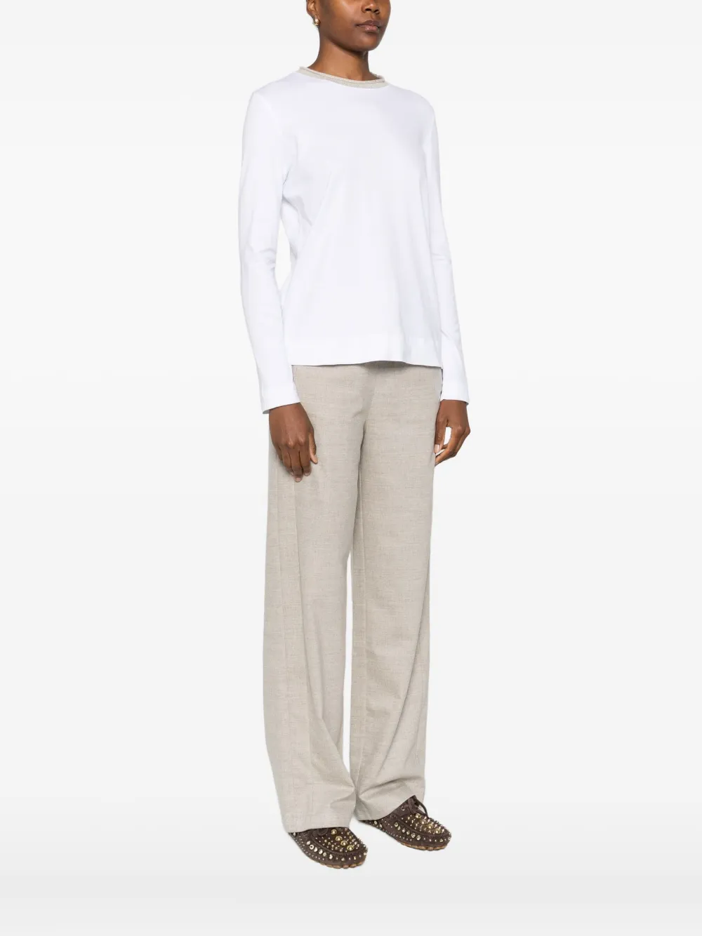 Gran Sasso Klassisches Langarmshirt In White