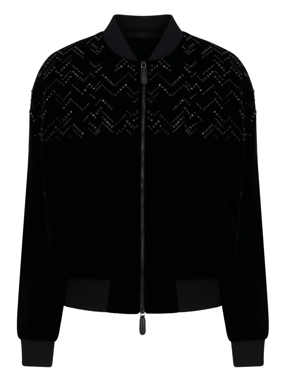 Giorgio Armani Embellished Bomber Jacket In Black