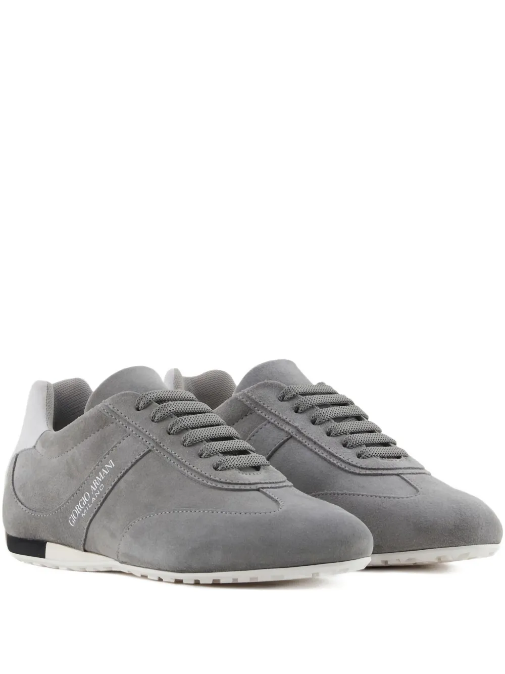 Giorgio Armani Official Store Suede Sneakers In Gray