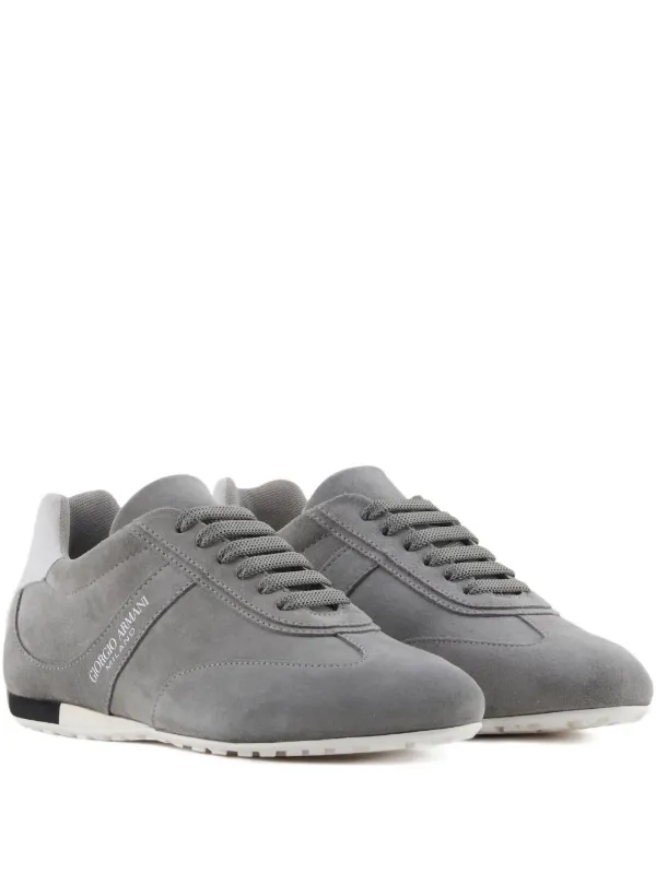 Giorgio Armani Lace-up Suede Sneakers in Grey
