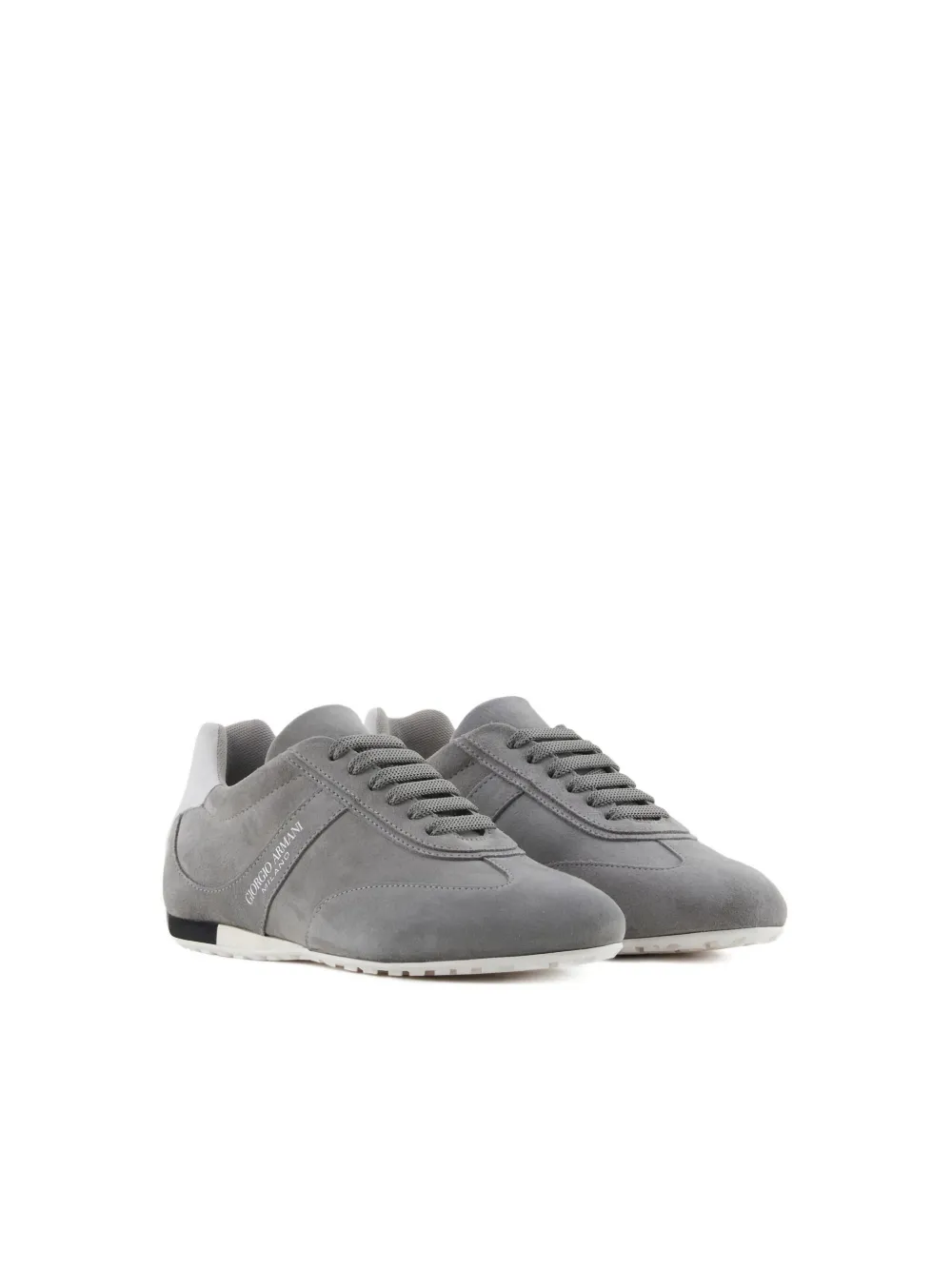 Giorgio Armani Official Store Suede Sneakers In Gray